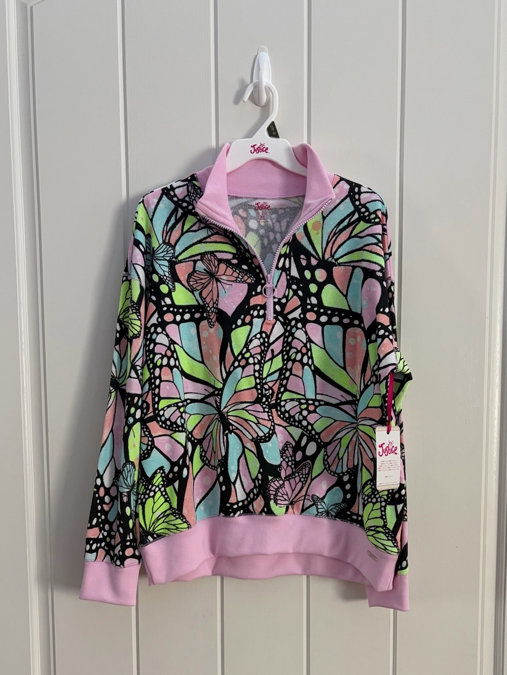 Justice Girls Pullover Butterfly Sweatshirt Shirt XL(16-18)New with tag